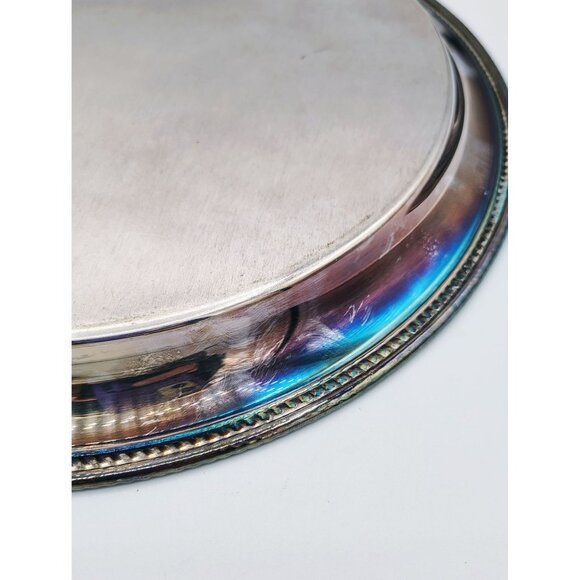 Serving Tray Vintage Castleton Round Plate Etched Patina International Silver Co - Picture 13 of 16